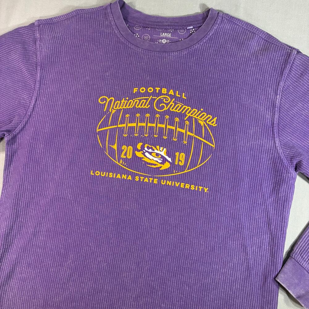LSU Tigers 2019 National Champions Purple Thermal Long Sleeve Shirt Large